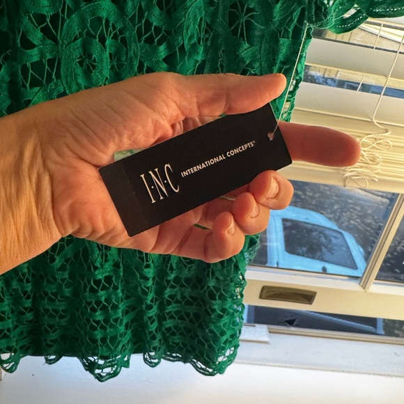 INC International Concepts Vibrant Green Lace Dress - Picture 2 of 2